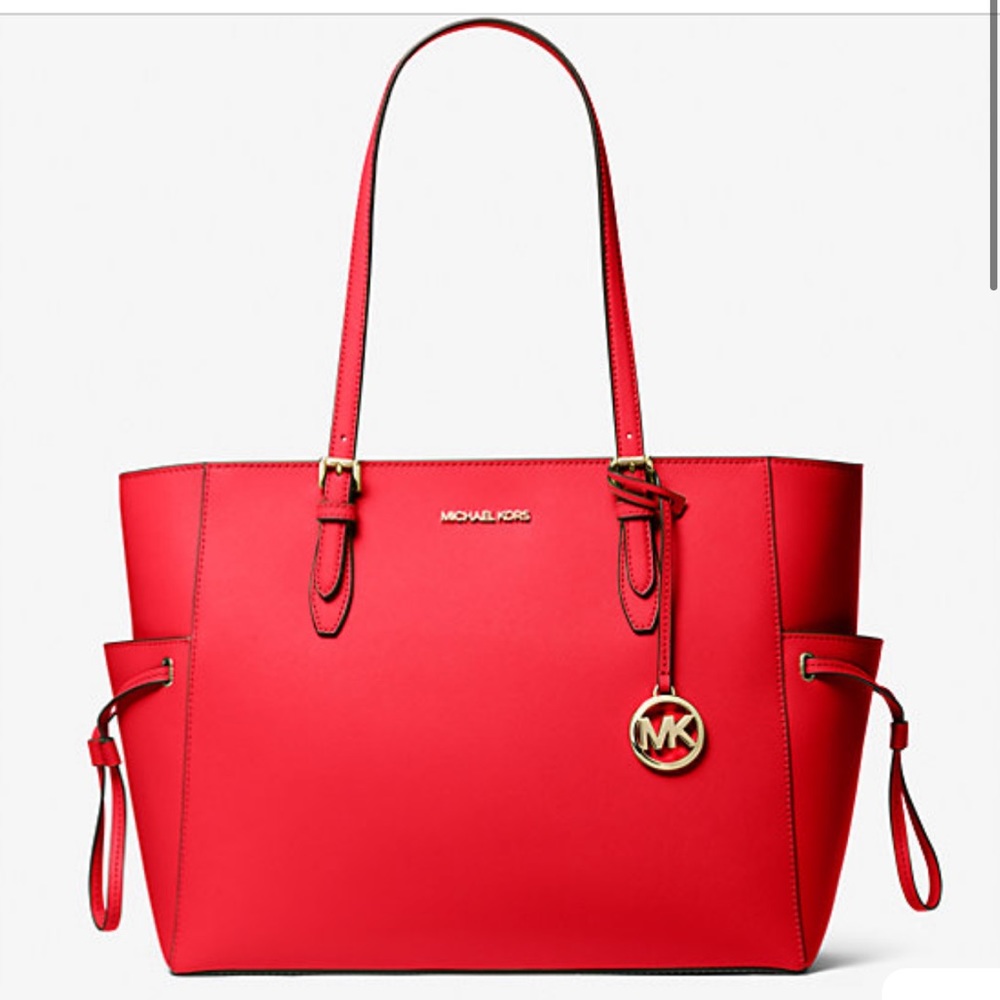 MICHAEL KORS 
Gilly Large Saffiano Leather Tote Bag BRIGHT RED COLOR - Picture 2 of 16